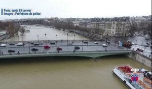 Crue à Paris : de nouvelles images par drone montrent l'ampleur des inondations