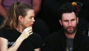 Adam Levine and Behati Prinsloo Attend Lakers Game