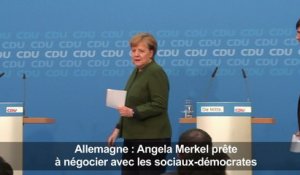 Allemagne: Merkel veut négocier avec les sociaux-démocrates