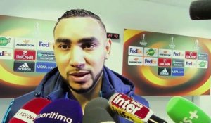 Dimitri Payet après la qualification en Ligue Europa en zone mixte