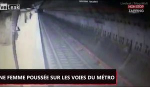 Une femme poussée sur les voies du métro, la vidéo choc