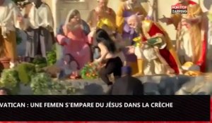 Vatican : Une Femen s’empare de Jésus dans la crèche (Vidéo)