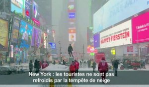 New York : les touristes profitent de la neige