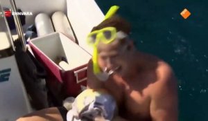 Ce présentateur tv se fait mordre par un requin en plein tournage