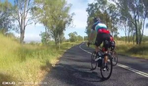 Un kangourou fait tomber une cycliste