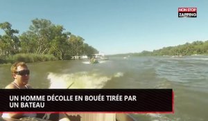 Un homme décolle en bouée tirée par un bateau (vidéo)