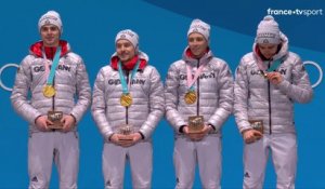 JO 2018 : Combiné nordique par équipes Hommes. La cérémonie de remise des médailles