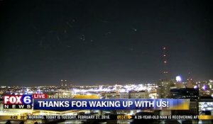 Lumières mystérieuses de nuit filmées en direct dans un JT au-dessus de Milwaukee