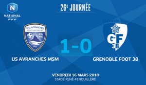 J26 : US Avranches MSM - Grenoble Foot 38 (1-0), le résumé