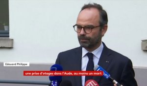 #Trèbes : "Toutes les informations dont nous disposons laissent à penser qu'il s'agirait d'un acte terroriste", affirme le Premier ministre, Edouard Philippe, en déplacement à Mulhouse