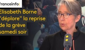 Elisabeth Borne "déplore" la reprise de la grève samedi soir. "C’est plus utile, pour défendre les cheminots, de passer des journées à discuter que d’appeler à une grève pénalisante pour les usagers". #8h30politique