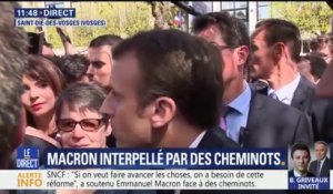 Interpellé par des cheminots, Emmanuel Macron "prend l’engagement de réinvestir dans les petites lignes le jour ou la réforme sera faite"