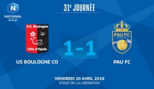 J31 - US Boulogne - Pau FC (1-1), le résumé