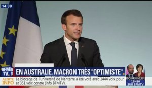"Le goût de l'optimisme, sachez qu'il est de retour", Emmanuel Macron s'adresse aux Français de Sydney