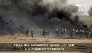Gaza: des secouristes viennent en aide aux manifestants blessés