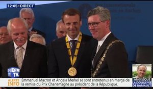 Emmanuel Macron reçoit le prix Charlemagne pour son engagement européen