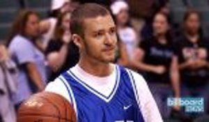 Justin Timberlake Shows Off Basketball Skills, Makes Half Court Shot | Billboard News