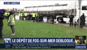 Le dépôt de Fos-sur-Mer a été débloqué mais les gilets jaunes restent mobilisés quelques mètres plus loin