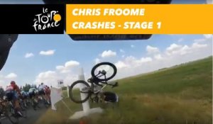 Onboard camera - Chris Froome crashes - Étape 1 / Stage 1 - Tour de France 2018