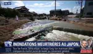 Rues jonchées de détritus, coulées de boue: les ravages des inondations au Japon