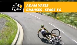 Adam Yates chute dans la descente du Col du Portillon / Yates crashes ! - Étape 16 / Stage 16 - Tour de France 2018