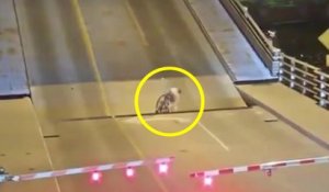 Une cycliste se retrouve coincée à l'intérieur d'un pont levant