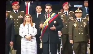Les images du Président Maduro attaqué en direct à la télé par une drone avec des explosifs au Vénézuela