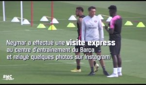 Neymar a rendu une visite éclair à ses anciens coéquipiers du Barça