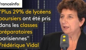 "Plus 29% de lycéens boursiers ont été pris dans les classes préparatoires parisiennes" affirme Frédérique Vidal. "C'est pas parce qu'on dit tous les jours que quelque chose ne fonctionne pas que c'est vrai."