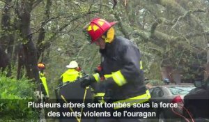 Les pompiers interviennent sur une maison détruite par l'ouragan