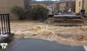 Inondations dans l'Aude : ce pont a été emporté par la force du courant