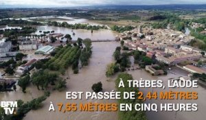 Ces images du drone BFMTV montrent l'étendue des inondations dans l'Aude