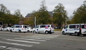 Opération escargot des ambulanciers dans les rues de Strasbourg