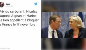 Marine Le Pen et Nicolas Dupont-Aignan soutiennent l’appel à bloquer les routes le 17 novembre.