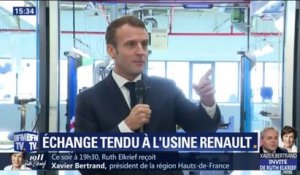 "On n'est pas là pour faire le show..." Macron répond à un salarié de Renault qui l'interpellait