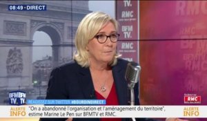 Pour Marine Le Pen, le gouvernement a volontairement "laissé venir" les casseurs sur les Champs-Élysées pour décrédibiliser les gilets jaunes