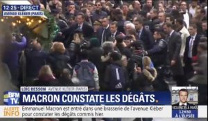 Emmanuel Macron rend visite aux commerçants victimes de vandalisme à Paris