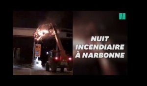 Un péage incendié à Narbonne, en marge d'un rassemblement de gilets jaunes