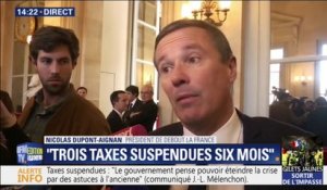 Taxes suspendues: Nicolas Dupont-Aignan plaide pour "une annulation définitive des taxes"