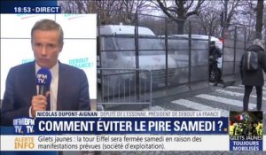 Gilets jaunes: Nicolas Dupont-Aignan demande de "ne pas aller aux Champs-Elysées"