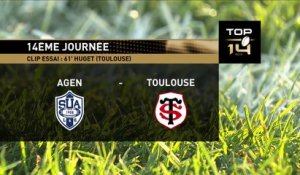TOP 14 - Essai Yoann HUGET (ST) - Agen - Toulouse - J14 - Saison 2018/2019