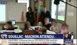 Emmanuel Macron a rendu une visite surprise dans une école de Saint-Sozy dans le Lot