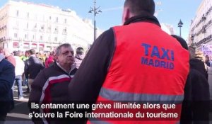 Madrid: les chauffeurs de taxi manifestent contre les VTC
