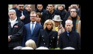 Brigitte Macron et Vladimir Cosma aux obsèques de Michel Legrand