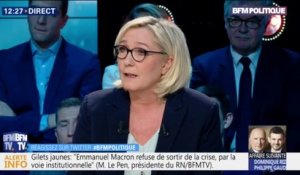 Marine Le Pen sur le retour des jihadistes : "Ils ne doivent pas rentrer en France et devraient avoir été déchus de la nationalité française"
