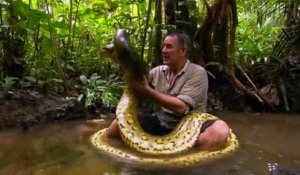 Cet aventurier s'amuse avec un anaconda