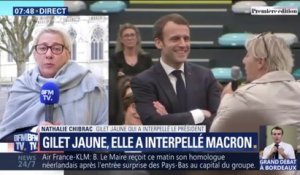 "C'était un gag." La femme qui a offert un collier gilet jaune à Emmanuel Macron évoque son geste