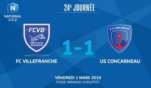 J24 : FC Villefranche B. - US Concarneau (1-1), le résumé