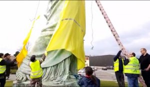 À Colmar la statue de la Liberté se drape de jaune