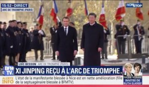 La cérémonie officielle à l'Arc de Triomphe entre Xi Jinping et Emmanuel Macron se termine